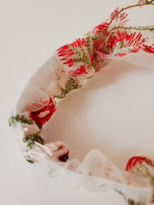 Embroidered Headband (Red Flowers)