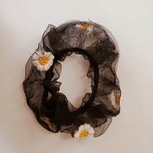 Embroidered Floral Scrunchies