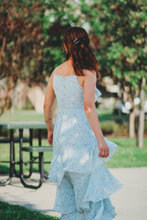 Load image into Gallery viewer, Blue Floral Print Ruffled Maxi Dress
